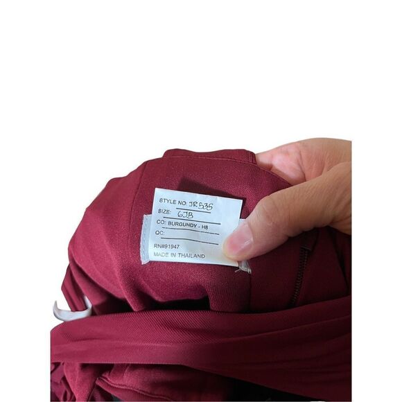 Dessy Girl Chiffon Knit Halter Full Length Burgundy Dress Junior Size 6 - Picture 9 of 9